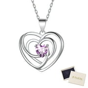 FINDCHIC Sterling Silver Birthstone Necklace for Women Love Heart Pendant with Cubic Zirconia Synthetic Alexandrite Anniversary Valentine's Day Jewelry Gift for Girlfriend Wife (Box)