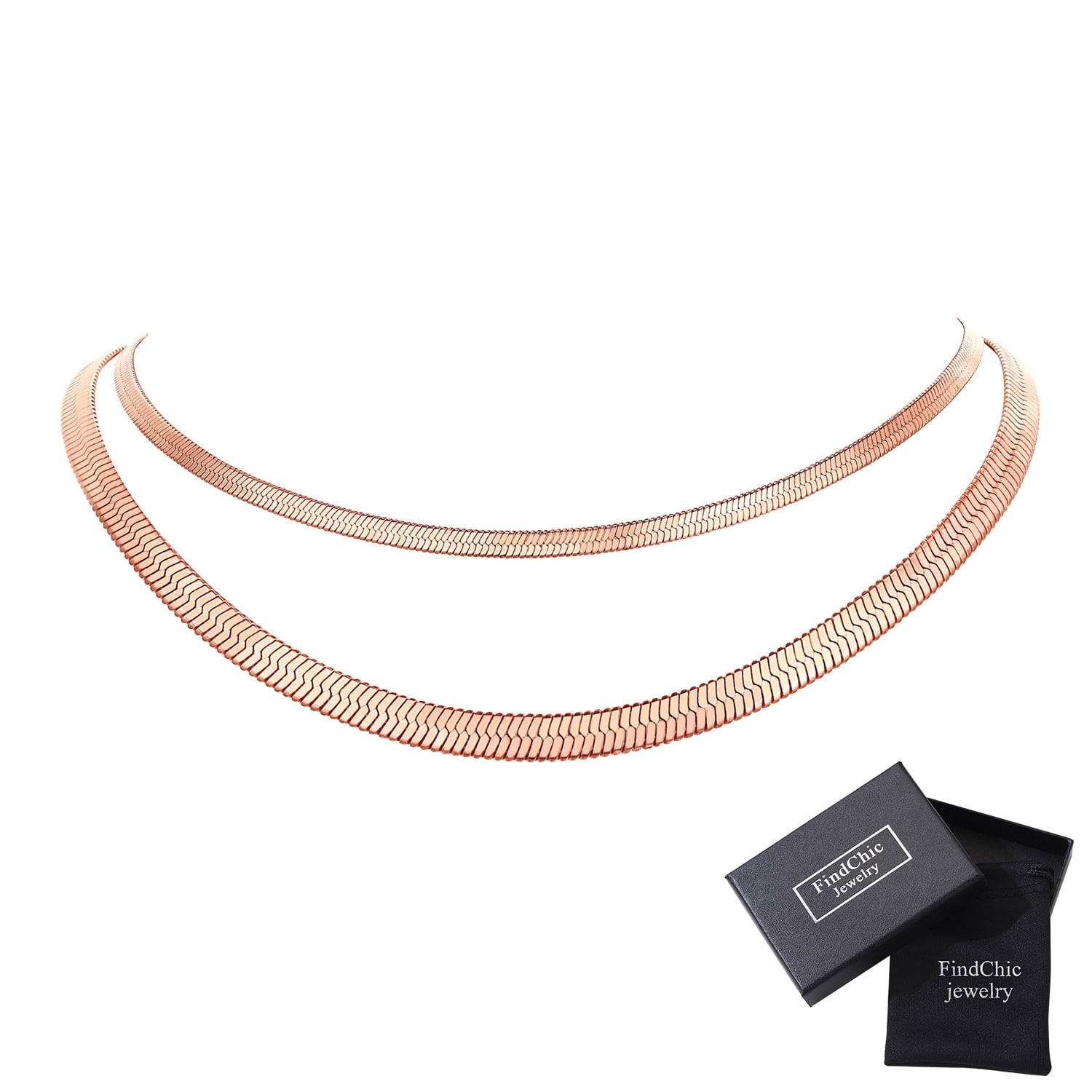 FindChic Stunning Choker Herringbone Chains for Women Stainless Steel