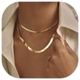 thumbnail image 1 of FindChic 2pcs 14K Gold Plated Necklaces for Women Layered Herringbone Choker Snake Chain Birthday Valentines Day Jewelry Gifts Her Girlfriend Wife Lady Female Adults Age Ideas, 3mm & 5mm, 1 of 9