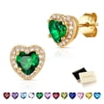 thumbnail image 1 of FindChic May Birthstone Earrings for Women 14K Gold Plated Heart Earrings with Sterling Silver Posts & Push Backs Cubic Zirconia Nickel Free Studs Birthday Mothers Day Jewelry Gifts for Mom/Her, 1 of 8