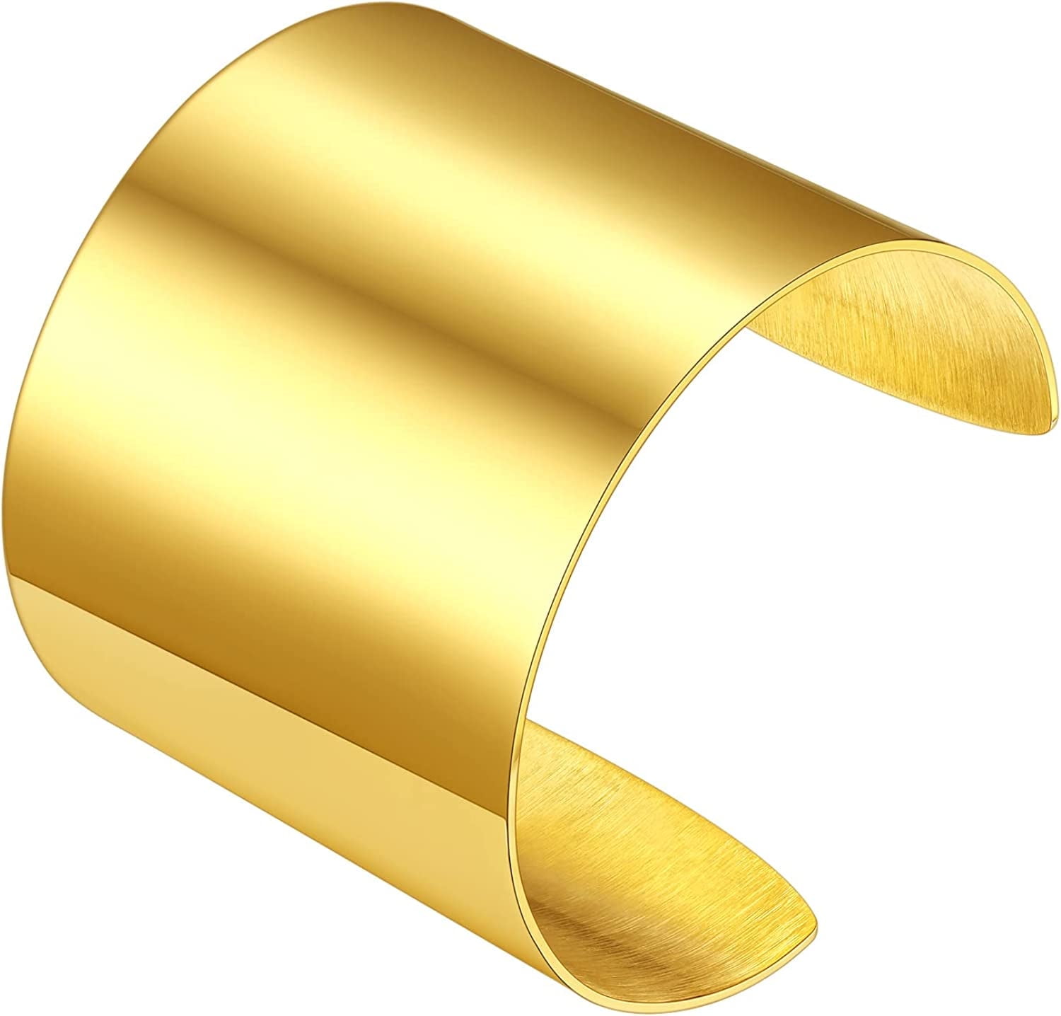 FindChic Wide Cuff Bracelet for Women 18K Gold Plated Tapered Cut ...