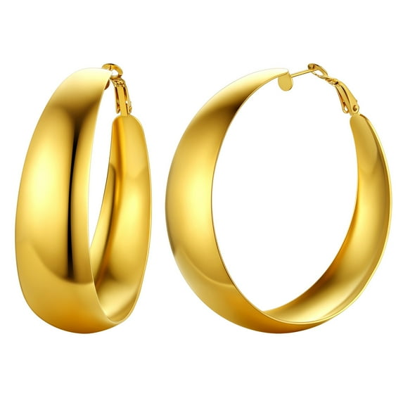FindChic 60mm Wide Hoop Earrings for Women Oversized Gold Plated Stainless Steel Round Hoops Hypoallergenic Loop Earrings Valentines Day Gifts for Her with Box