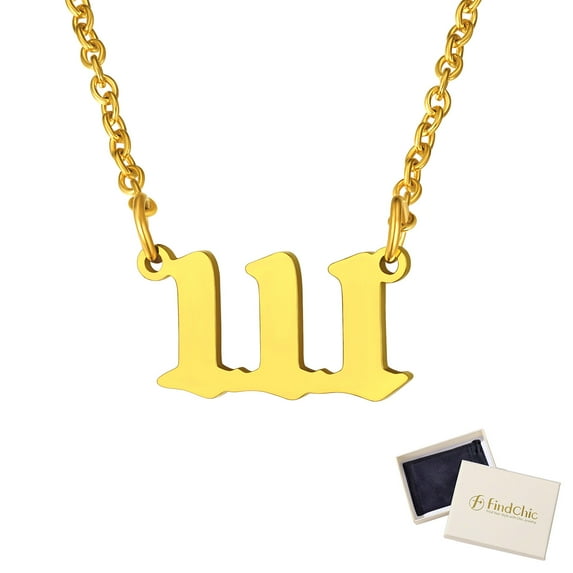 FindChic Women 000-999 Number Necklaces, Stainless Steel Chains Gold Plated Lucky Sport Numbers Pendant Jewlery for Men Birthday Christmas