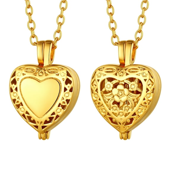 FindChic Women Heart Shaped Urn Necklaces for Ashes Stainless Steel Angel Wing Pendant Gold Plated Waterproof Cremation Urn Birthday Mothers Day Jewelry Gifts Her Mom Wife Adults Age Ideas