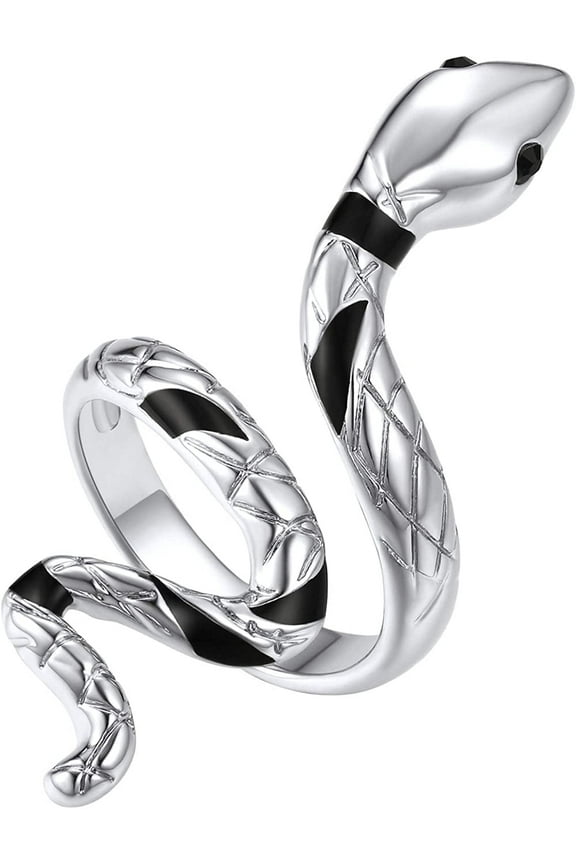 Womens Stainless Steel Snake Long Statement Rings Stackable Knuckle Cuff Rings for Women,with Gift Box