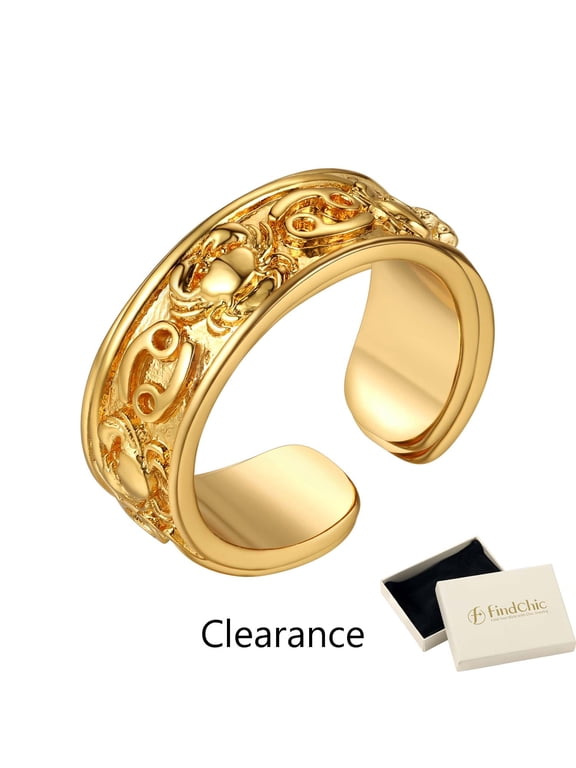 14K Gold Plated Signet Rings for Women, Symbolic Constellation or Love Charm Open Rings Adjustable Ring for Her/Mom, Christmas Birthday Gift with Box