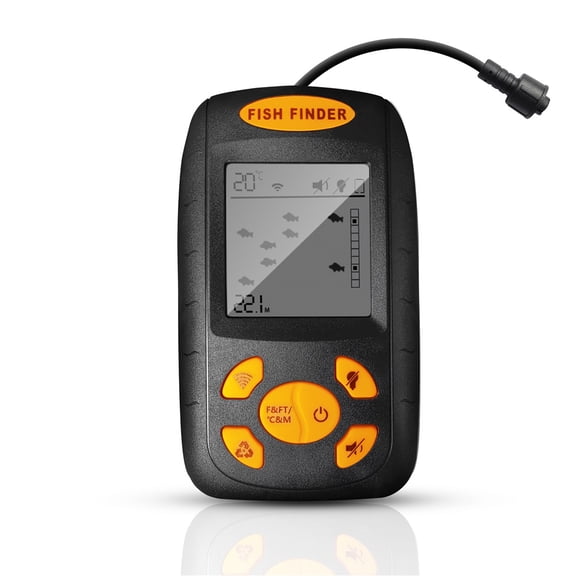 FindFish Portable Fish Finder, 328 Ft 100 M Depth Sonar Fishfinder With LCD Display, Water Temperature, Fish Detection, 45 Sonar Beam, Cable Transducer For Lake River Ice Fishing,black
