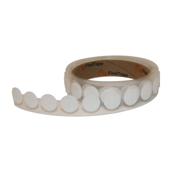 FindTape Hook and Loop Self-Adhesive Dots: 60 per roll / Hook-Side Only (White)