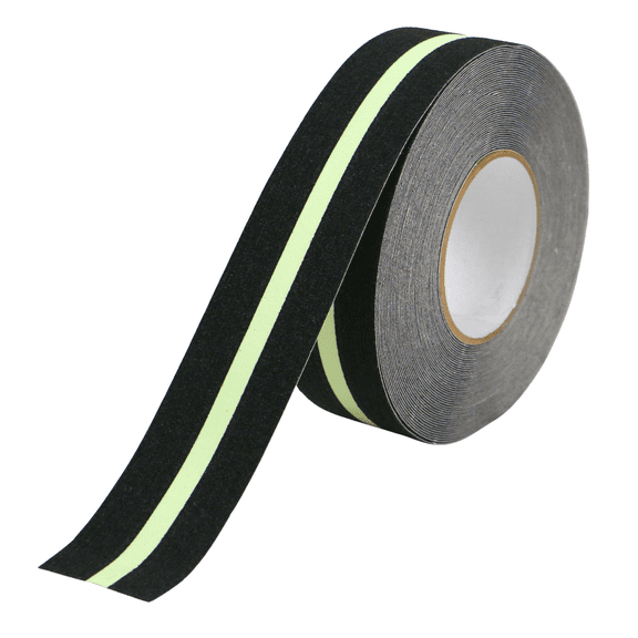 FindTape Anti-Slip Glow Line Safety Grip Tape: 2 in. x 60 ft. (Black with Photoluminescent Stripe)