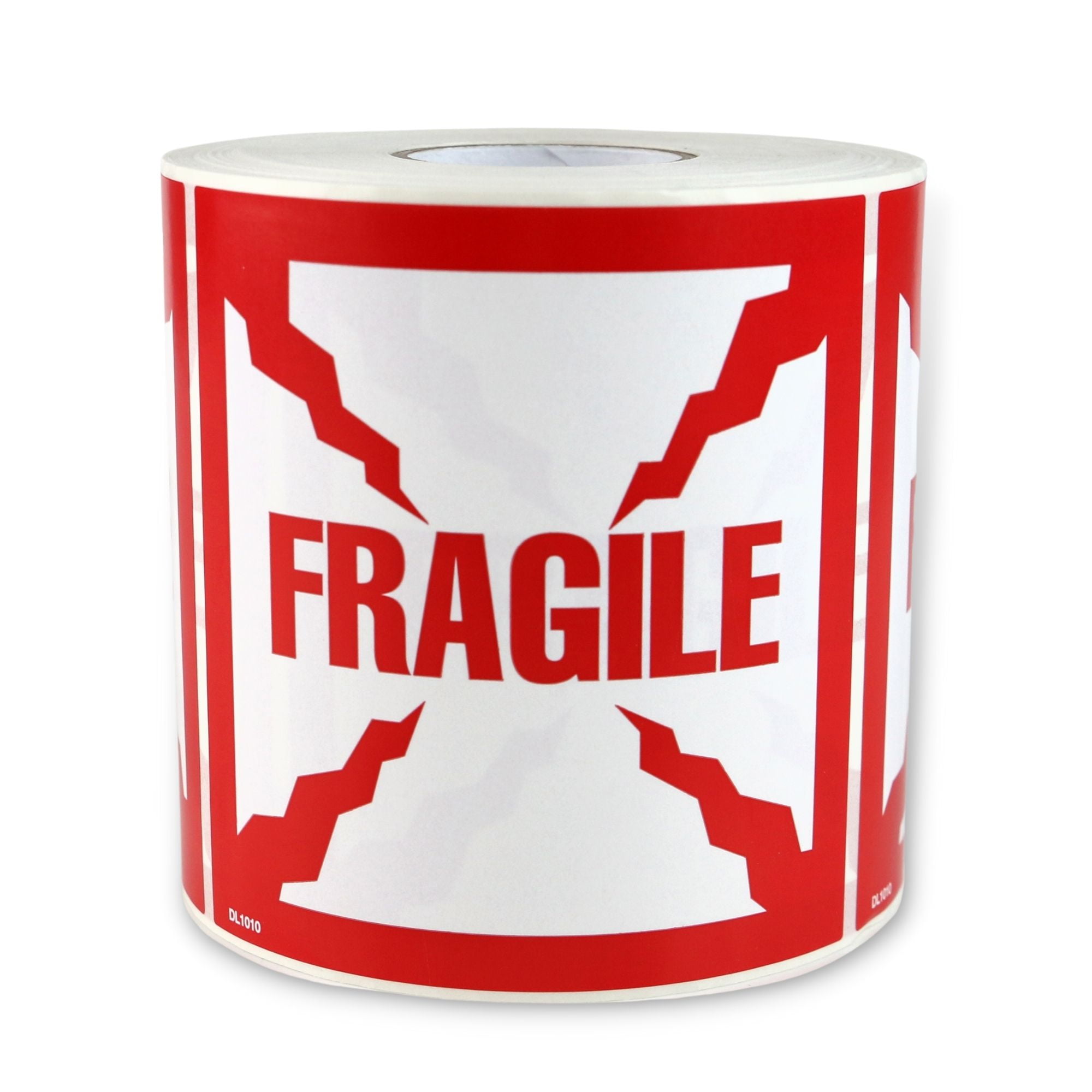 FindTape Fragile Labels [Manufactured in USA] 4 in. x 4 in. (White with Red "FRAGILE" printing