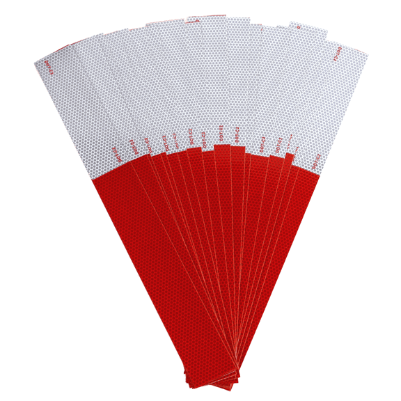 FindTape Glass Bead Reflective Conspicuity Tape [DOT-C2 7 yr.]: 2 in. width (Alternating 11 in. Red 7 in. White / Honeycomb Design) 20 strips