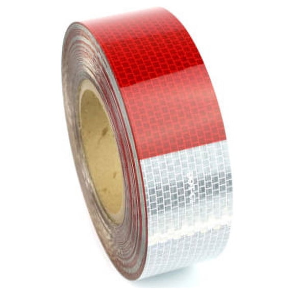 FindTape Glass Bead Reflective Conspicuity Tape [DOT-C2 7 yr.]: 2 in. x 50 yds. (Alternating 11 in. Red 7 in. White / Honeycomb Design)