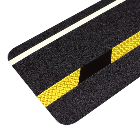 FindTape Glow / Reflective Anti-Slip Tread Cleat (AST-TREAD): 6 in. x 24 in. (Black with Photoluminescent & Reflective Hazard Stripes)