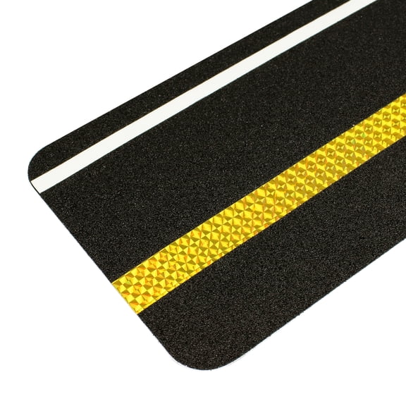 FindTape Glow / Reflective Anti-Slip Tread Cleat (AST-TREAD): 6 in. x 24 in. (Black with Photoluminescent & Reflective Yellow Stripes)