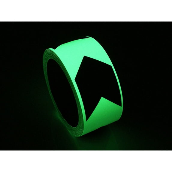 FindTape Glow in the Dark Directional Marking Tape (GLW-DMT): 2 in. x 33 ft. (Luminescent Lime Black Arrow)