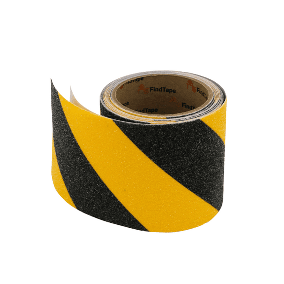 FindTape AST-35 Premium Anti-Slip Non-Skid Tape [Hazard Stripe, 60 grit]: 4 in. x 10 ft. (Yellow and Black Stripes)