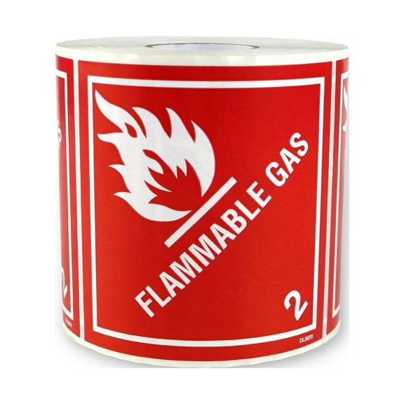 FindTape Regulated DOT Shipping Labels [Manufactured in USA]: 4 in. x 4 in. (Hazard Class 2 "FLAMMABALE GAS") 500-labels