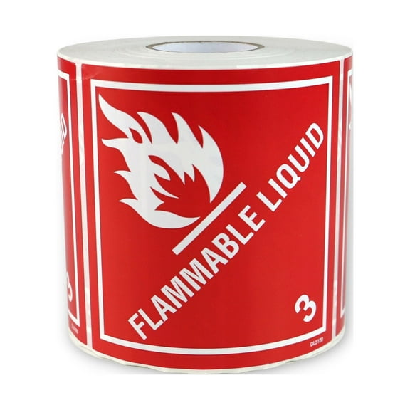 FindTape Regulated DOT Shipping Labels [Manufactured in USA]: 4 in. x 4 in. (Hazard Class 3 "FLAMMABALE LIQUID") 500-labels
