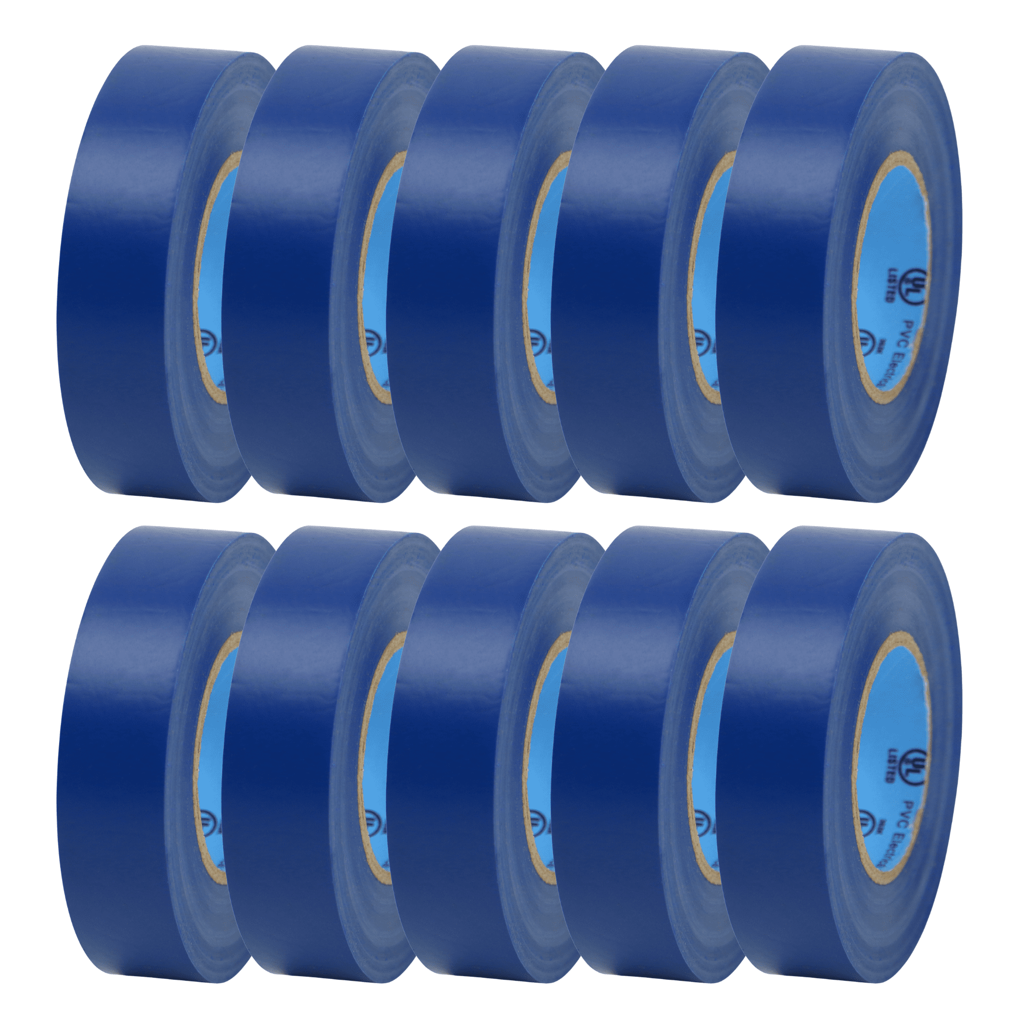 FindTape Wonder Professional Grade Vinyl Electrical Tape [7 mils thick]: 3/4 in. x 60 ft. (Blue) [10 Rolls]