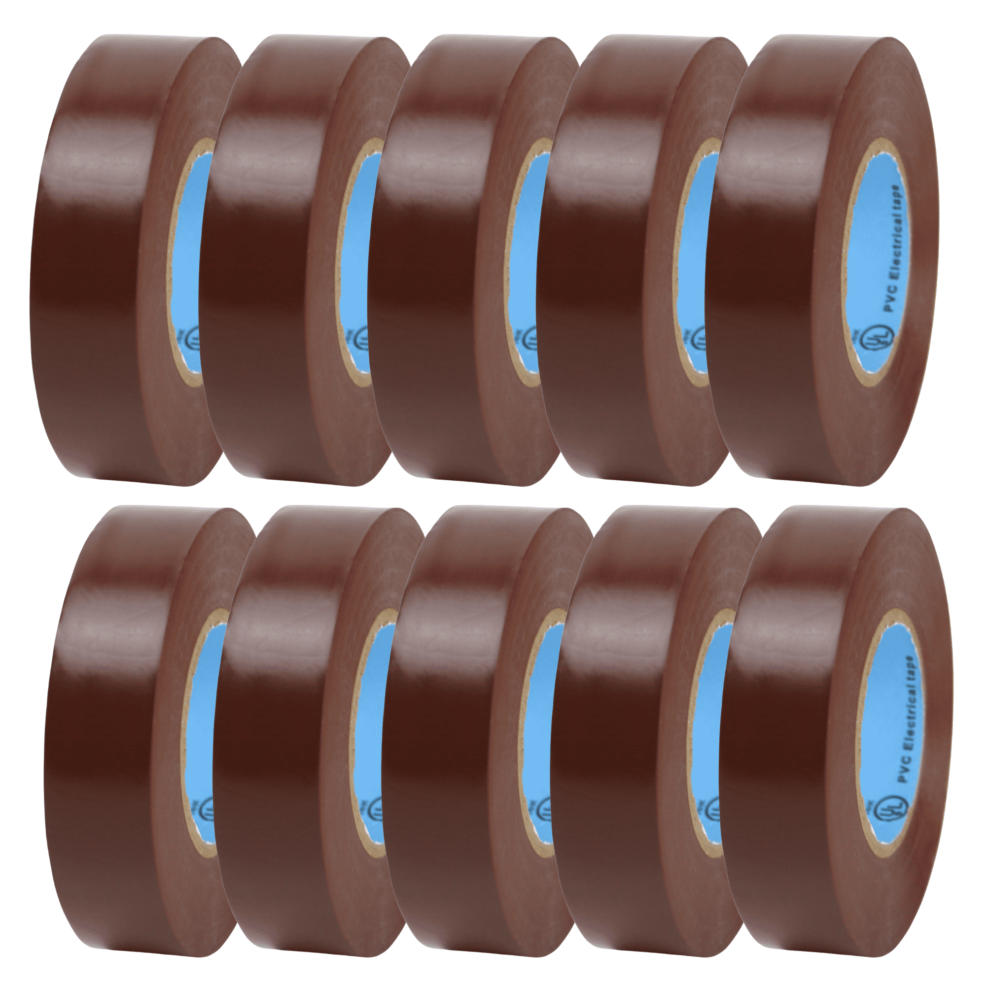 FindTape Wonder Professional Grade Vinyl Electrical Tape [7 mils thick]: 3/4 in. x 60 ft. (Brown) [10 Rolls]