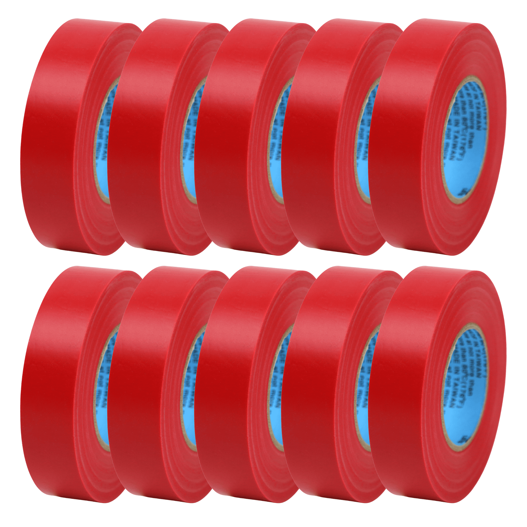 FindTape Wonder Professional Grade Vinyl Electrical Tape [7 mils thick]: 3/4 in. x 60 ft. (Red) [10 Rolls]