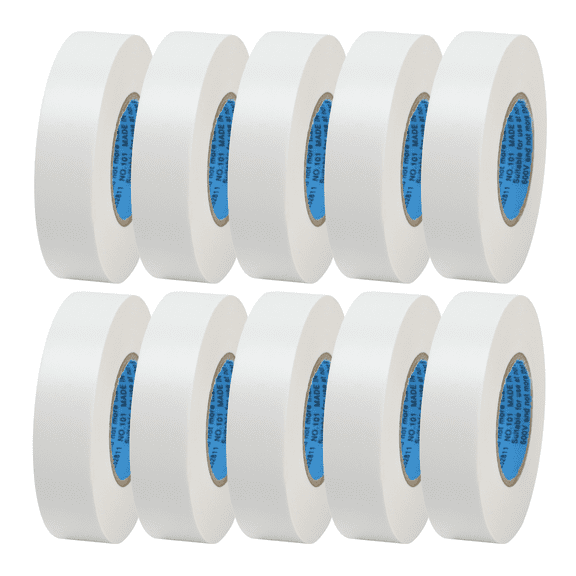 FindTape Wonder Professional Grade Vinyl Electrical Tape [7 mils thick]: 3/4 in. x 60 ft. (White) [10 Rolls]