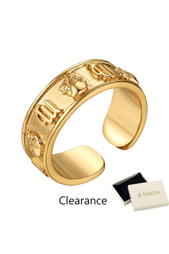 14K Gold Plated Signet Rings for Women, Symbolic Constellation or Love Charm Open Rings Adjustable Ring for Her/Mom, Christmas Birthday Gift with Box