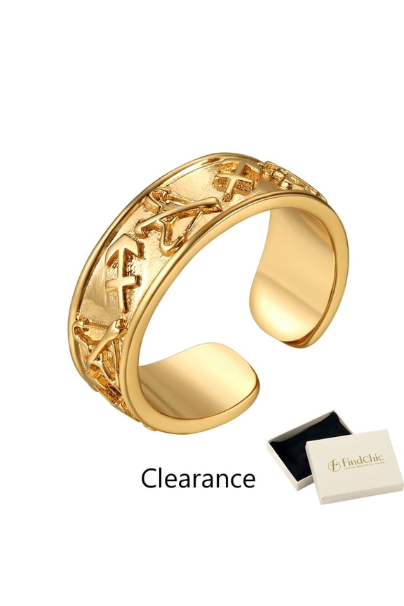 14K Gold Plated Signet Rings for Women, Symbolic Constellation or Love Charm Open Rings Adjustable Ring for Her/Mom, Christmas Birthday Gift with Box