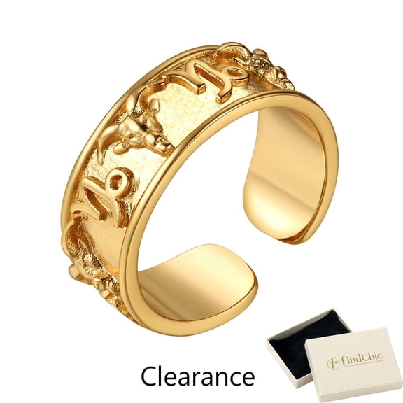 Findchic 14K Gold Plated Signet Rings for Women, Symbolic Constellation or Love Charm Open Rings Adjustable Ring for Her/Mom, Christmas Birthday Gift with Box
