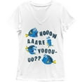 thumbnail image 1 of Finding Dory How R U - Deep V-Neck Junior Top X-Large White, 1 of 1