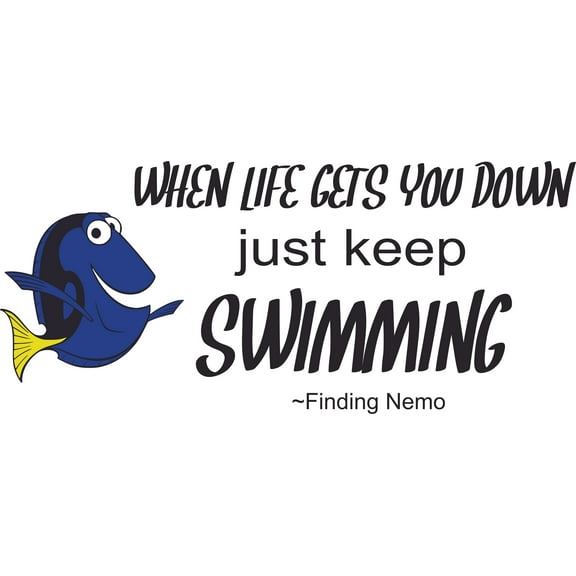 Finding Dory Keep Swimming Cartoon Customized Wall Decal - Custom Vinyl Wall Art - Personalized Name - Baby Girls Boys Kids Bedroom Wall Decal Room Decor Wall Stickers Decoration Size (8x10 inch)