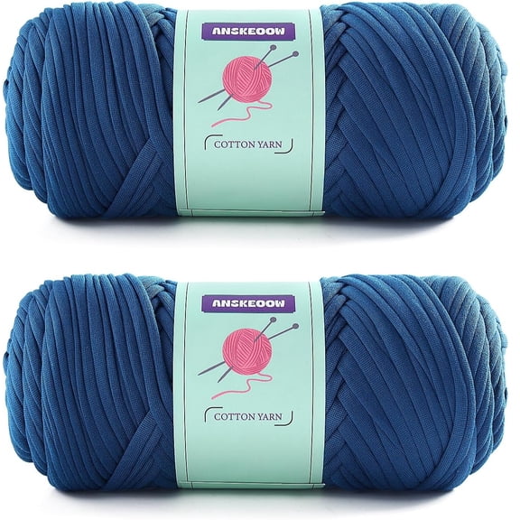 2 Skeins Tshirt Yarn for Crochet,Soft T Shirt Yarn for Crocheting Bag/Basket/Home Decor,Trapillo para Tejer a Crochet Bolsas Each Ribbon Yarn 7oz, 65yds