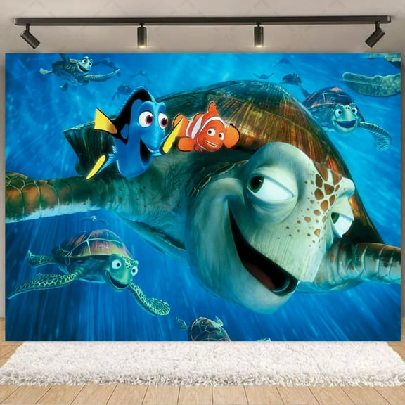 Finding Nemo Birthday Decorations,Finding Nemo Backdrops for Party Decorations Supplies,Cartoon Happy Birthday Banner Backdrop for Party Supplies (5x3ft)