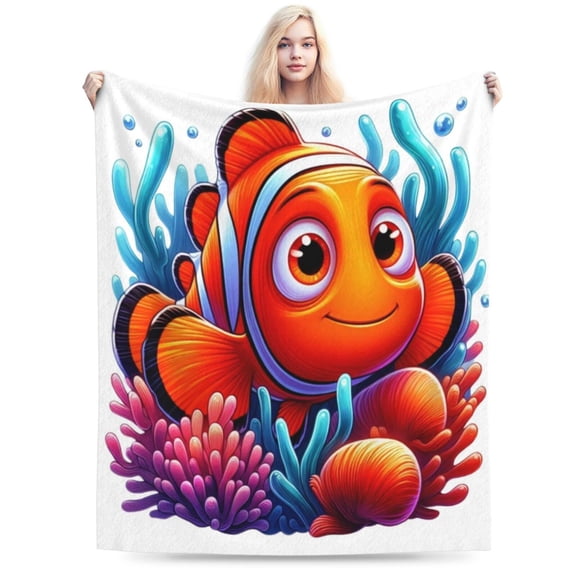 Finding Nemo Blanket, Super Soft Large Fluffy Plush Throw Blanket for Boys Girls Young Adults, Cozy Warm Flannel Blanket for Living Room Couch Bed All Seasons 40"X30"