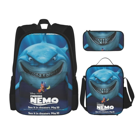 Finding Nemo Bookbag Backpack With Lunch Box and Pencil Case 3 Piece Rucksack Backpack Set for Student Backpacks for Casual Camping Travelling Picnic