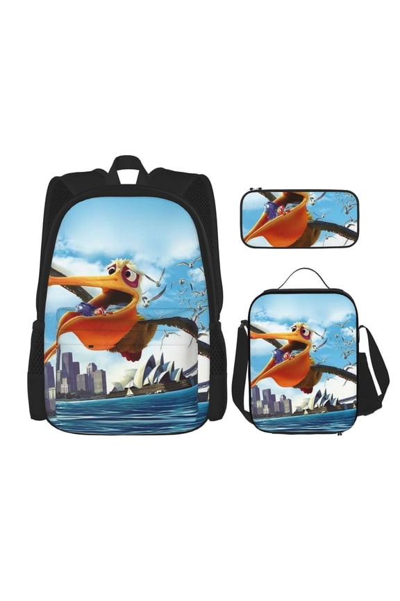 Finding Nemo Bookbag Backpack With Lunch Box and Pencil Case 3 Piece Rucksack Backpack Set for Student Backpacks for Casual Camping Travelling Picnic