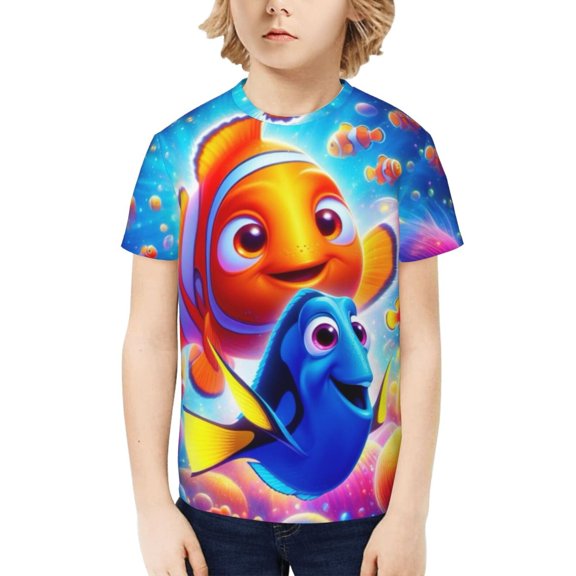 Finding Nemo Boys Girls T-Shirts Graphic Print Short Sleeve Tops Casual Crew Neck T-Shirt Streetwear for Youth Kids