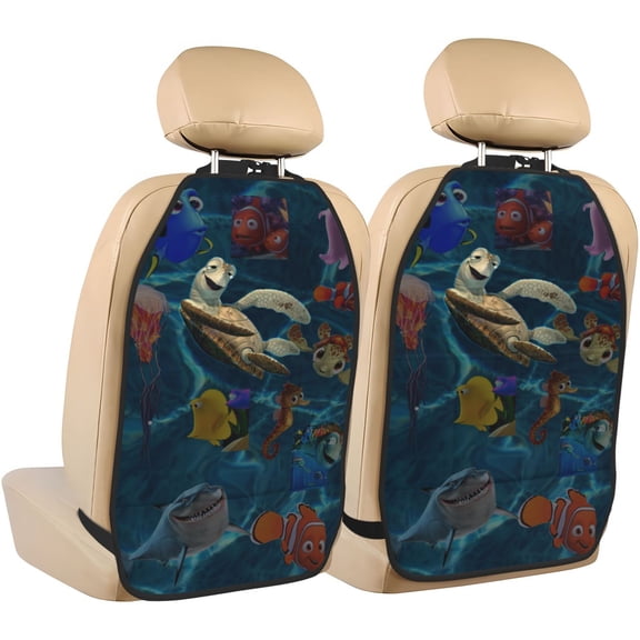 Finding Nemo Car Seat Anti-Kick Storage Pads 2 Piece Set Car Seat Back Kick Protectors with 3 Storage Pockets, Universal Vehicle Interior for SUV Jeep Truck and Sedan 26.4 x 18.5 Inches