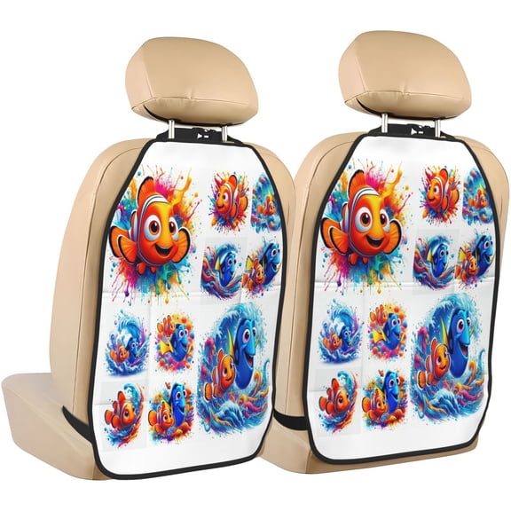 Finding Nemo Car Seat Anti-Kick Storage Pads 2 Piece Set Car Seat Back Kick Protectors with 3 Storage Pockets, Universal Vehicle Interior for SUV Jeep Truck and Sedan 26.4 x 18.5 Inches