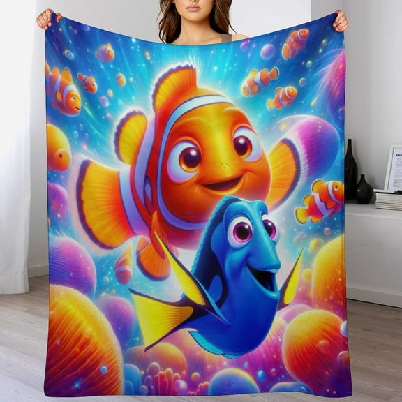 Finding Nemo Cartoon Blanket, Soft Cozy Fluffy Plush Throw Blanket for Boys Girls Young Adults, Warm Flannel Blanket for Living Room Bedroom Couch Bed 30"x40"