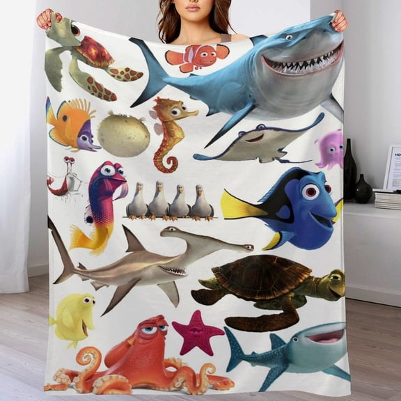 Finding Nemo Cartoon Blanket, Soft Cozy Fluffy Plush Throw Blanket for Boys Girls Young Adults, Warm Flannel Blanket for Living Room Bedroom Couch Bed 50"x60"