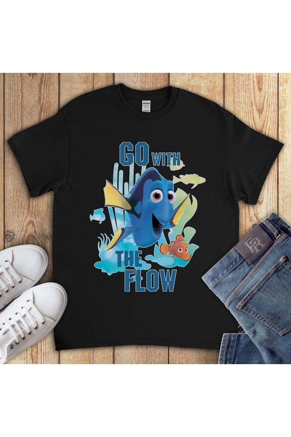 Finding Nemo Dory Go With The Flow Unisex Gift T-shirt