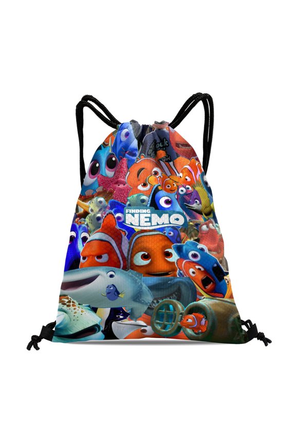 Finding Nemo Drawstring Gym Sack:Suitable for travel, beach, and shopping, featuring waterproof properties, sized at 15.7*17.7 inches (40cm45cm.