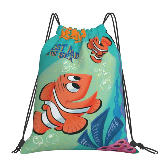 Finding Nemo Drawstring backpack drawstring sports bag gym travel beach waterproof cute backpack for men and women. 16 x 14 inch