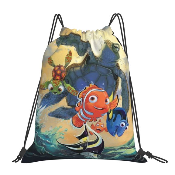 Finding Nemo Drawstring backpack drawstring sports bag gym travel beach waterproof cute backpack for men and women. 16 x 14 inch