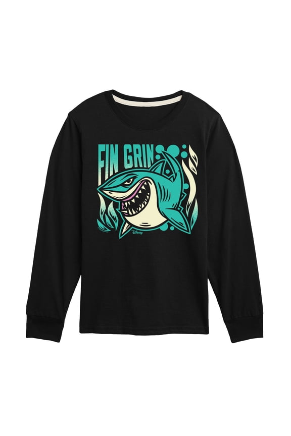 - Fin Grin - Youth Boys Long Sleeve Graphic T-Shirt