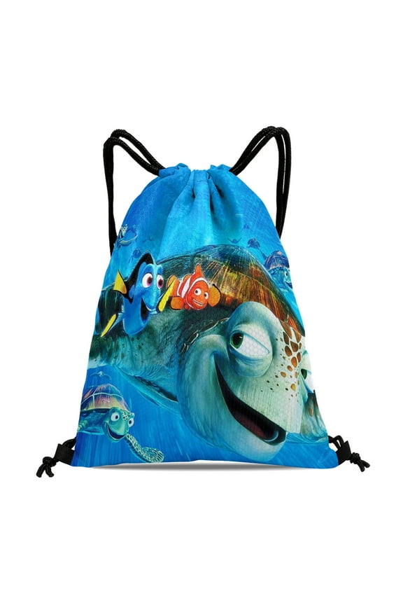 Finding Nemo Fitness and Travel Bag:Waterproof, perfect for hiking, yoga, swimming, beach, and shopping, measuring 15.7*17.7 inches.