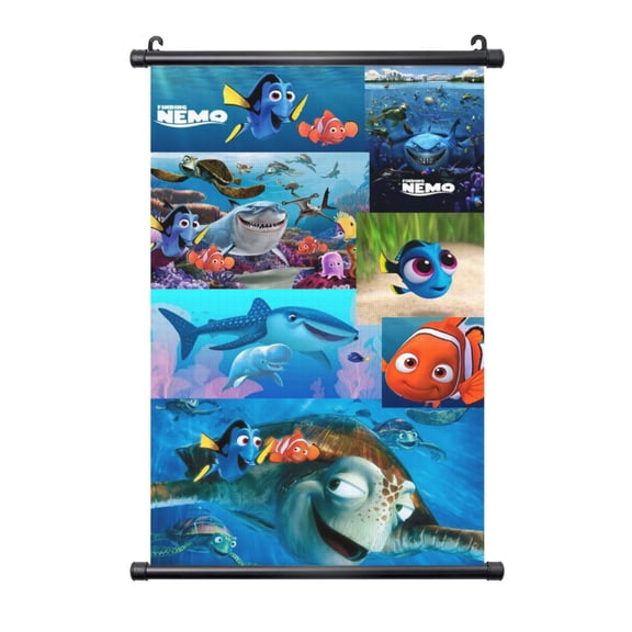 Finding Nemo Hanging Poster, Black Plastic Shaft Wall Hanging Posters Scroll Hanger, Canvas Artwork Wall Art Painting Decor for Living Room Bedroom Office 20"X30"