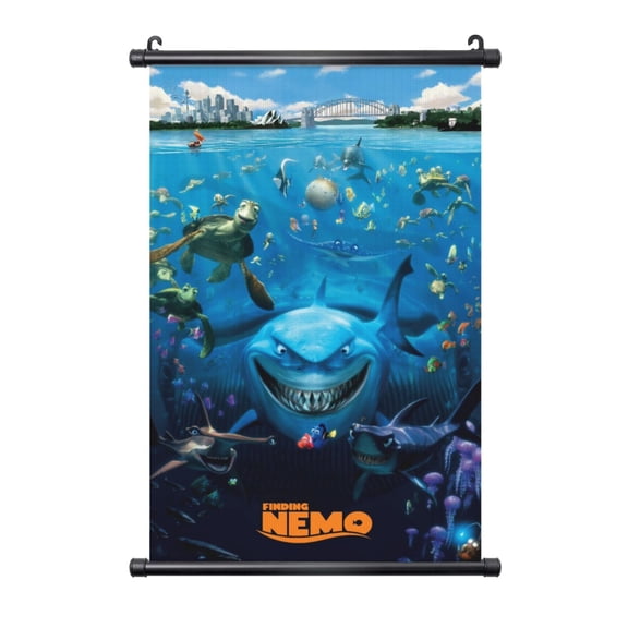 Finding Nemo Hanging Poster, Black Plastic Shaft Wall Hanging Posters Scroll Hanger, Canvas Artwork Wall Art Painting Decor for Living Room Bedroom Office 20"X30"