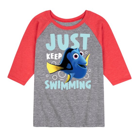 Finding Nemo - Just Keep Swimming - Toddler And Youth Girls Raglan Graphic T-Shirt